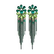 ( green)occidental style fashion temperament long style thin earrings diamond chain tassel earringsins wind earring ear