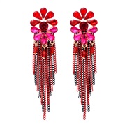 ( red)occidental style fashion temperament long style thin earrings diamond chain tassel earringsins wind earring ear s