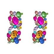 ( Color)fashion occidental style earrings fully-jewelled square ear stud woman Alloy diamond exaggerating