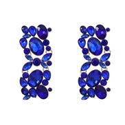 ( blue)fashion occidental style earrings fully-jewelled square ear stud woman Alloy diamond exaggerating