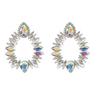 (AB)occidental style colorful diamond earrings fully-jewelled Earring woman Alloy diamond geometryearrings
