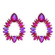 ( rose Red)occidental style colorful diamond earrings fully-jewelled Earring woman Alloy diamond geometryearrings