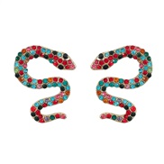 ( Color)occidental style exaggerating earrings snake Earring woman Alloy diamond Acrylic animal Earring Bohemia
