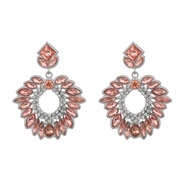 ( Rose Gold)occidental style colorful diamond earrings Rhinestone fully-jewelled Earring woman Alloy diamond geometry f