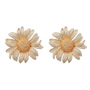 ( Gold)summer day flowers earrings occidental style Alloy ear stud woman exaggerating Metal flowers