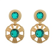 ( green)medium earrings occidental style retro Earring woman multilayer Round Alloy Acrylic