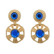 ( blue)medium earrings occidental style retro Earring woman multilayer Round Alloy Acrylic