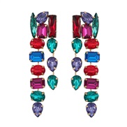 ( Color)earrings occidental style colorful diamond earrings fully-jewelled long style Earring woman glass diamond diamo