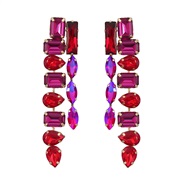 ( red)occidental style colorful diamond earrings fully-jewelled long style Earring multilayer Alloy diamond earring exa