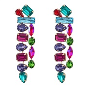 ( Color)occidental style colorful diamond earrings fully-jewelled long style Earring woman Alloy diamond earring exagge
