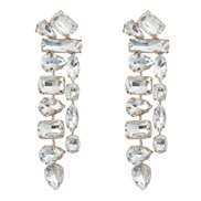 ( white)occidental style colorful diamond earrings fully-jewelled long style Earring woman Alloy diamond earring exagge