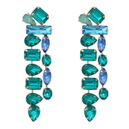 ( green)occidental style colorful diamond earrings fully-jewelled long style Earring woman Alloy diamond earring exagge