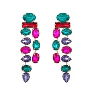( Color)earrings occidental style colorful diamond earrings fully-jewelled long style Earring woman Alloy diamond earri