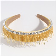 ( yellow Tassels)tassel Rhinestone Headband width luxurious high fashion Headband brief all-Purpose