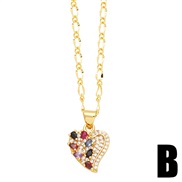 (B)occidental style color zirconins personality fashion flowers love necklace clavicle chainnkv