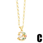 (C)occidental style color zirconins personality fashion flowers love necklace clavicle chainnkv