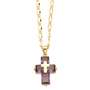 (purple) occidental style zircon cross necklace man woman personality fashion all-Purpose loversnkv
