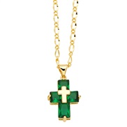( green) occidental style zircon cross necklace man woman personality fashion all-Purpose loversnkv