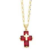 ( red) occidental style zircon cross necklace man woman personality fashion all-Purpose loversnkv