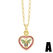 (A)occidental style fashion personality embed color zircon butterfly pendant necklace clavicle chainnkv