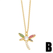 (B)occidental style fashion personality embed color zircon butterfly pendant necklace clavicle chainnkv