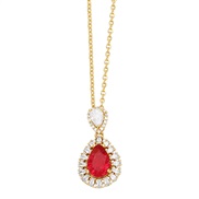 ( red)occidental style embed zircon drop pendantins samll clavicle chain chainnkv