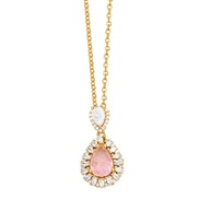 ( Pink)occidental style embed zircon drop pendantins samll clavicle chain chainnkv
