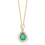 ( green)occidental style embed zircon drop pendantins samll clavicle chain chainnkv