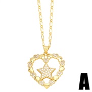 (A( white))Five-pointed star love necklace woman occidental style fashion personality clavicle chain brief all-Purposen