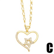 (C)ins wind butterfly love necklace woman brief fashion pendant clavicle chainnku