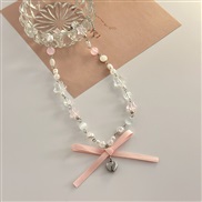 color bow star Pearl necklace woman samll chain high clavicle chain beads Pearl