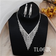(TL 6) Rhinestone necklace  bride married fully-jewelled earrings necklace set  banquet necklace