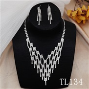 (TL134) Rhinestone necklace  bride married fully-jewelled earrings necklace set  banquet necklace