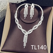 (TL14 ) Rhinestone necklace  bride married fully-jewelled earrings necklace set  banquet necklace