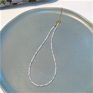 ( white)Korean style more crystal Pearl beads necklace  summer color temperamentins wind crystal Pearl necklace