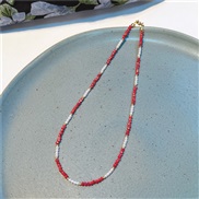 ( red)Korean style more crystal Pearl beads necklace  summer color temperamentins wind crystal Pearl necklace