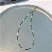( green)Korean style more crystal Pearl beads necklace  summer color temperamentins wind crystal Pearl necklace