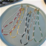 ( champagne)Korean style more crystal Pearl beads necklace  summer color temperamentins wind crystal Pearl necklace