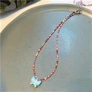 ( Color bluebutterfly )Korea color cartoon love butterfly beads necklace  sweet lovely woman clavicle chain