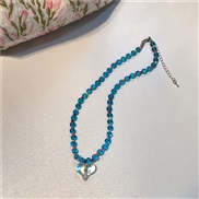 ( transparentlove )Korea color beads necklace sweet lovely woman wind transparent love clavicle chain all-Purpose woman