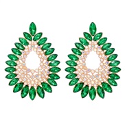 ( green)occidental style geometry drop Alloy embed colorful diamond retro temperament exaggerating earrings woman trend