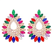 ( Color)occidental style geometry drop Alloy embed colorful diamond retro temperament exaggerating earrings woman trend