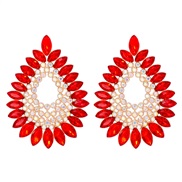 ( red)occidental style geometry drop Alloy embed colorful diamond retro temperament exaggerating earrings woman trend s