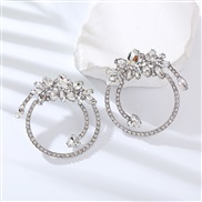 ( white)earrings fashion colorful diamond Alloy diamond multilayer flowers Round earrings woman occidental style