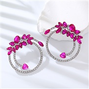 ( rose Red)earrings fashion colorful diamond Alloy diamond multilayer flowers Round earrings woman occidental style