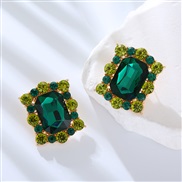 ( green) summer earrings luxurious color diamond ear stud occidental style fashion temperament brief geometry gem earri