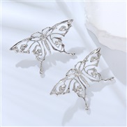 ( Silver)occidental style fashion retro creative high textured gold hollow butterfly earrings woman