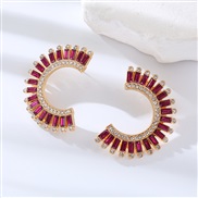 ( rose Red)occidental style fashion Alloy diamond  earrings woman exaggerating temperament high banquet super Earring e
