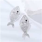 ( Silver) earrings occidental style Earring woman brief Earring hollow Alloy temperament gold