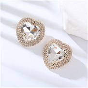 ( white)occidental style exaggerating ear stud Alloy diamond heart-shaped earrings woman woman super fully-jewelled tem